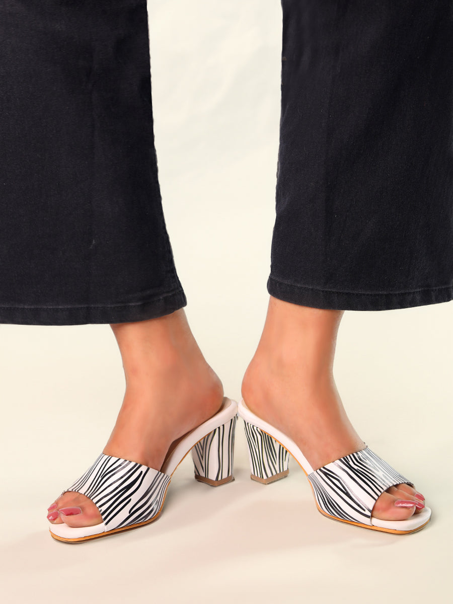 Marie White Block Heels