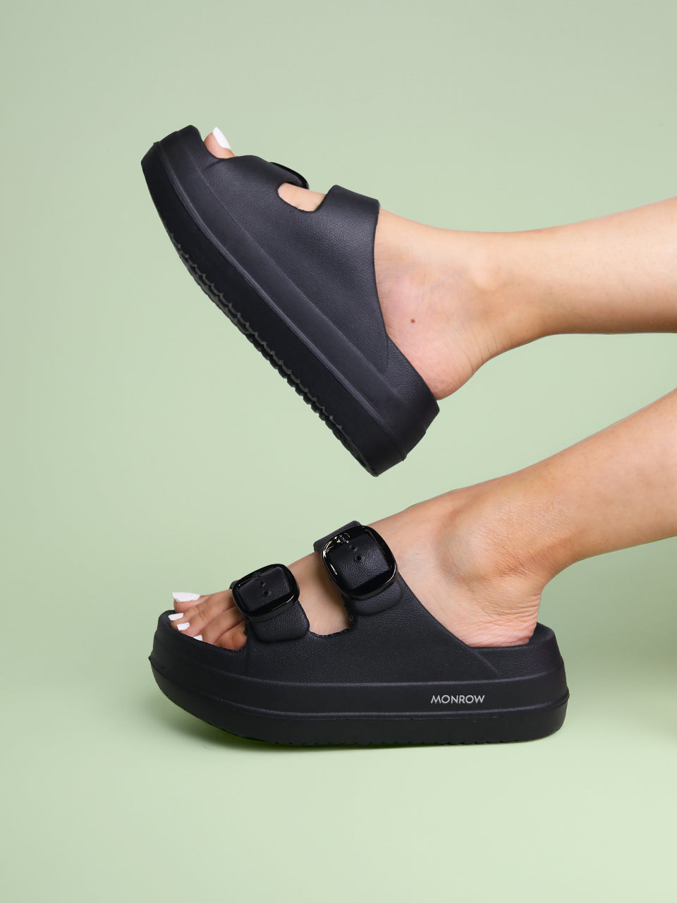 Ember Black Slip On Sliders – Monrow Shoes