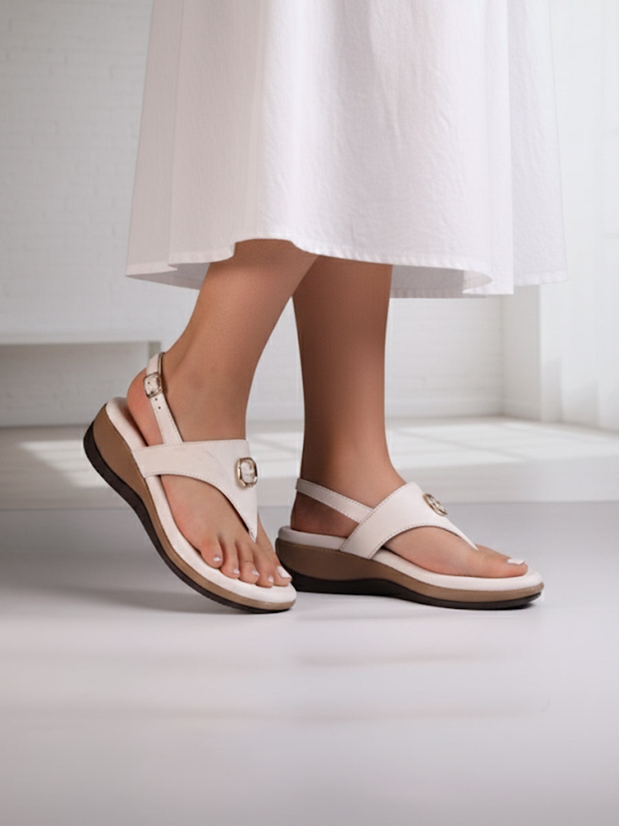 Niva White Wedge Heels