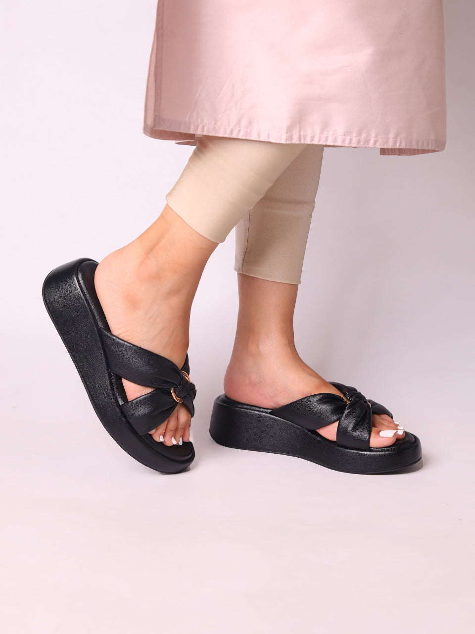 Alani Black Wedge Heels