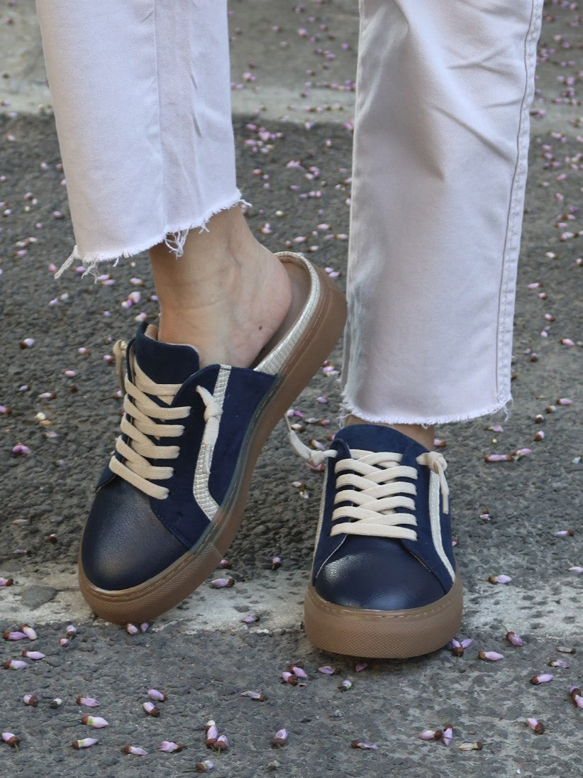 Leanne Blue Flat Women's casual slip on Sneakers – Monrow Shoes