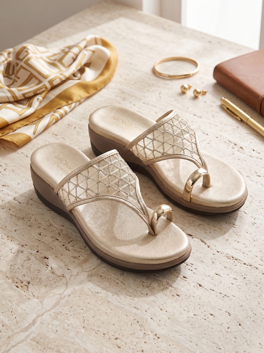 Lilli Gold Wedge Heels