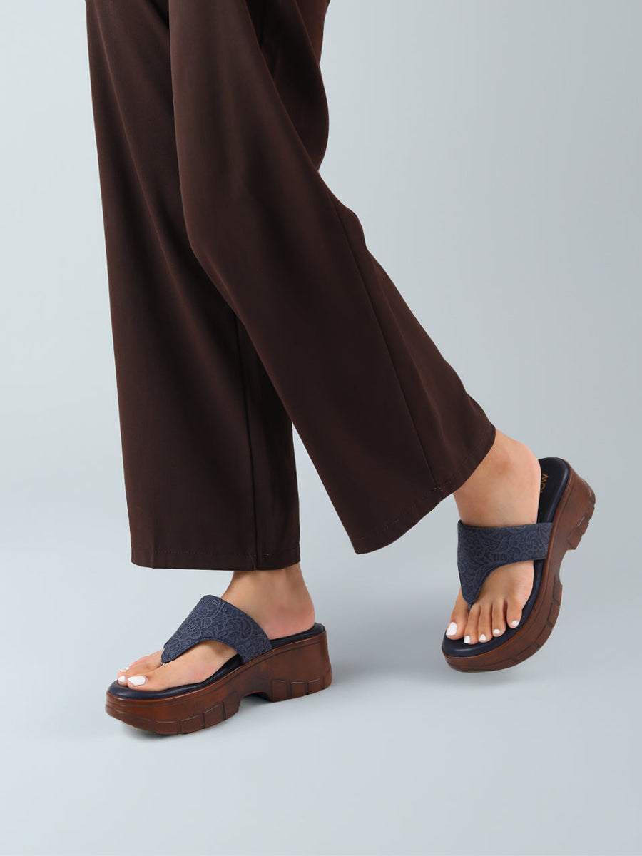 Vulan Navy Blue Indira Wedge Heels