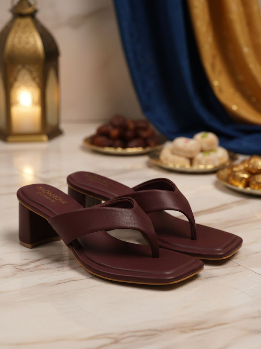 Serena Maroon Block Heels