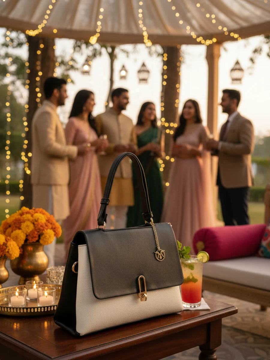 Biluxe Black And White Satchel Bag