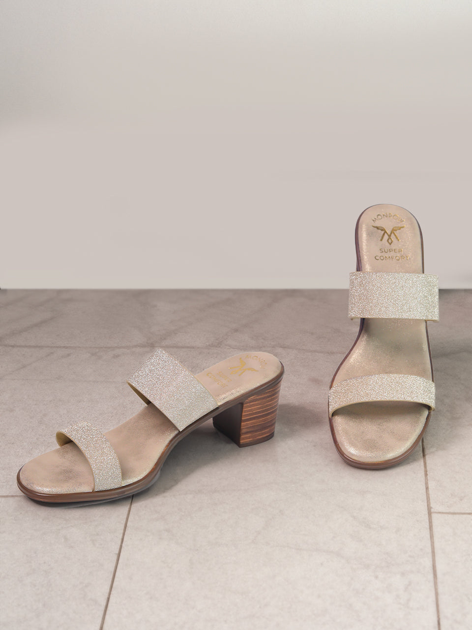 【⭐️moca⭐️】 Aprila Gold Block Heels – Monrow Shoes