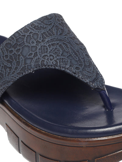 Vulan Navy Blue Indira Wedge Heels