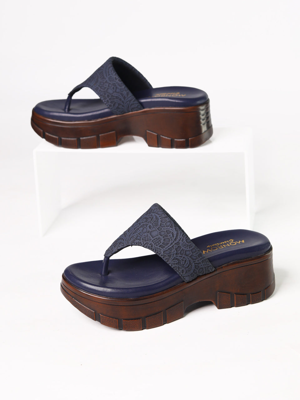 Vulan Navy Blue Indira Wedge Heels
