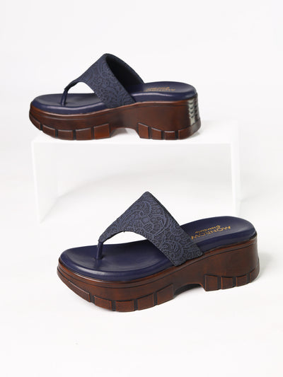 Vulan Navy Blue Indira Wedge Heels