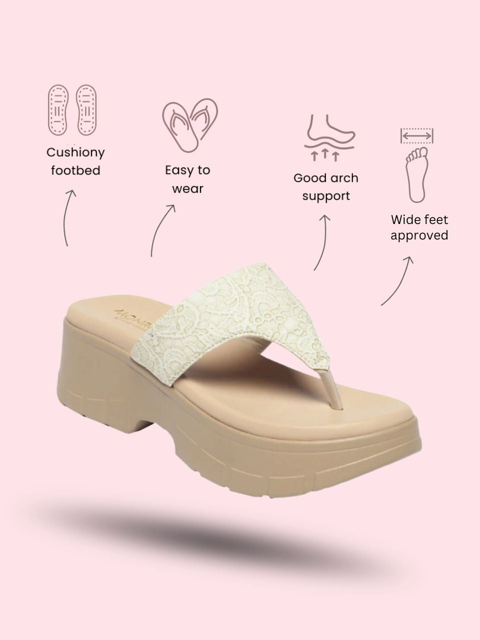 Vulan Cream Indira Wedge Heels