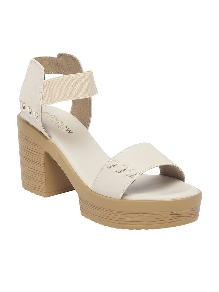 Shoes Cleated Heel Ekiya Beige Tan Platform Heels – Monrow Shoes