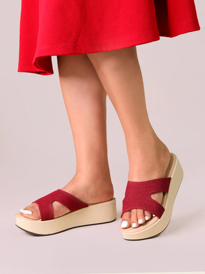 Inaya Maroon Wedge Heels