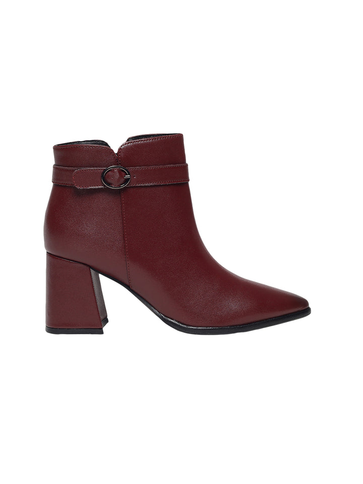 Emery Maroon Block Heel Fancy Boots For Women – Monrow Shoes