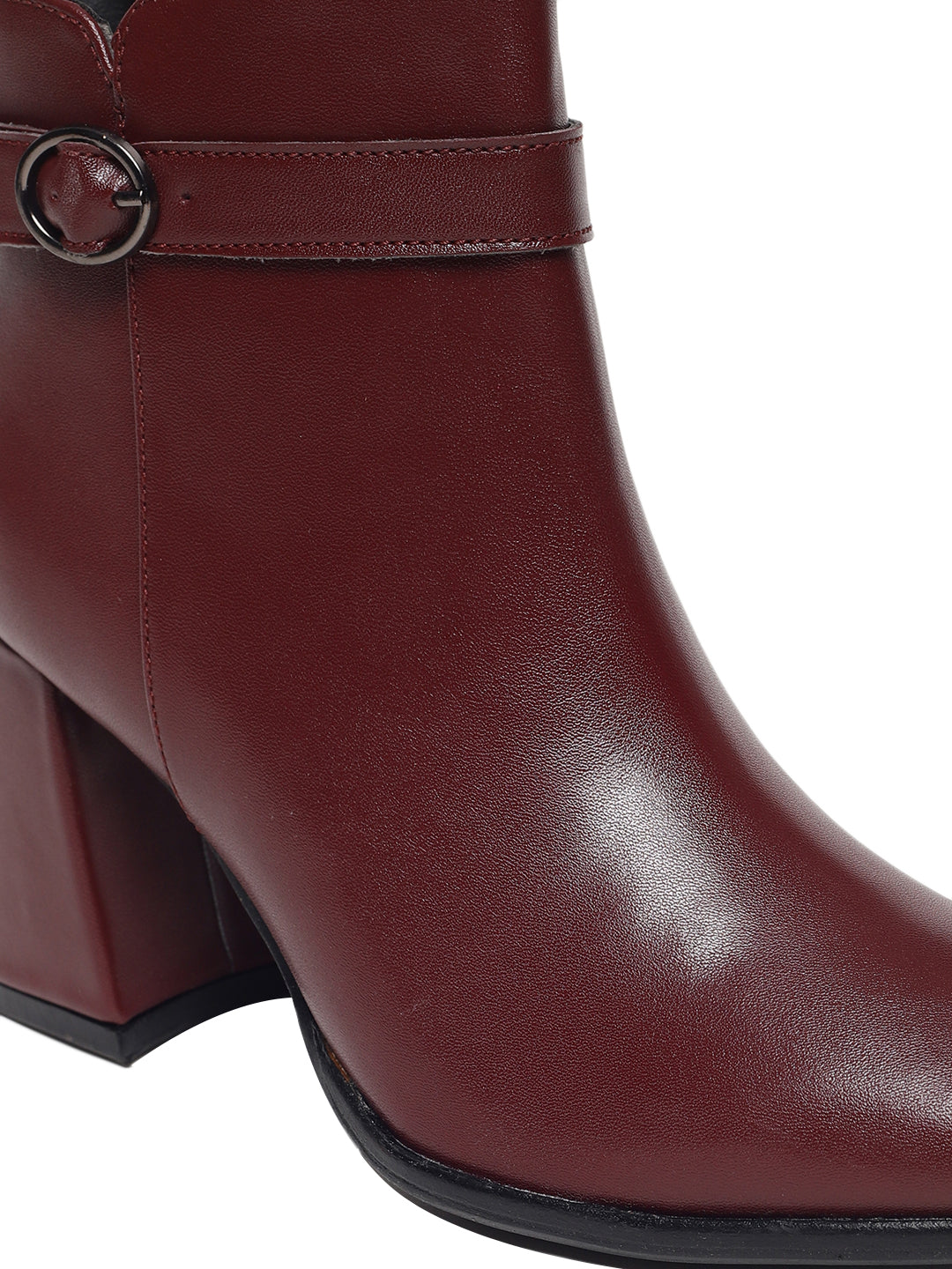 Emery Maroon Block Heel Fancy Boots For Women – Monrow Shoes