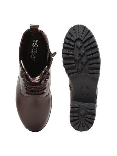 Arely Brown Block Heel Boots