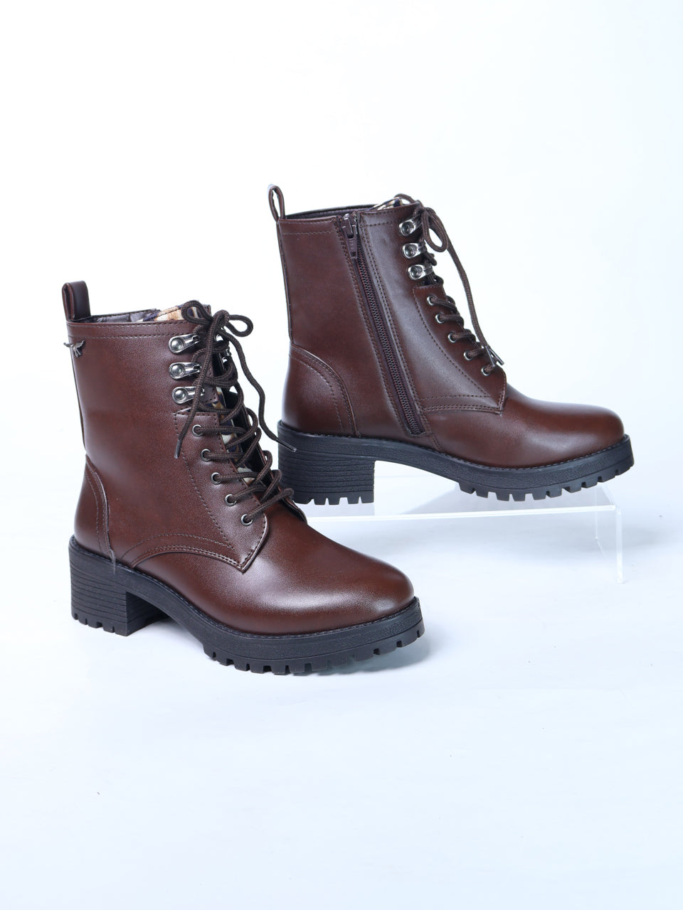 Arely Brown Block Heel Boots