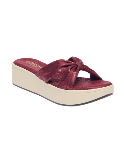 Nellie Maroon Flatform Heels