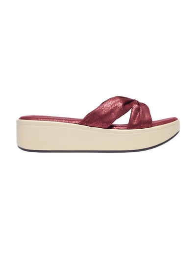 Nellie Maroon Flatform Heels
