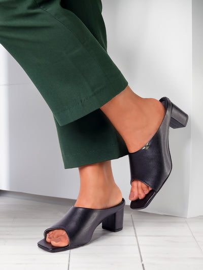 Aamya Black Block Heels