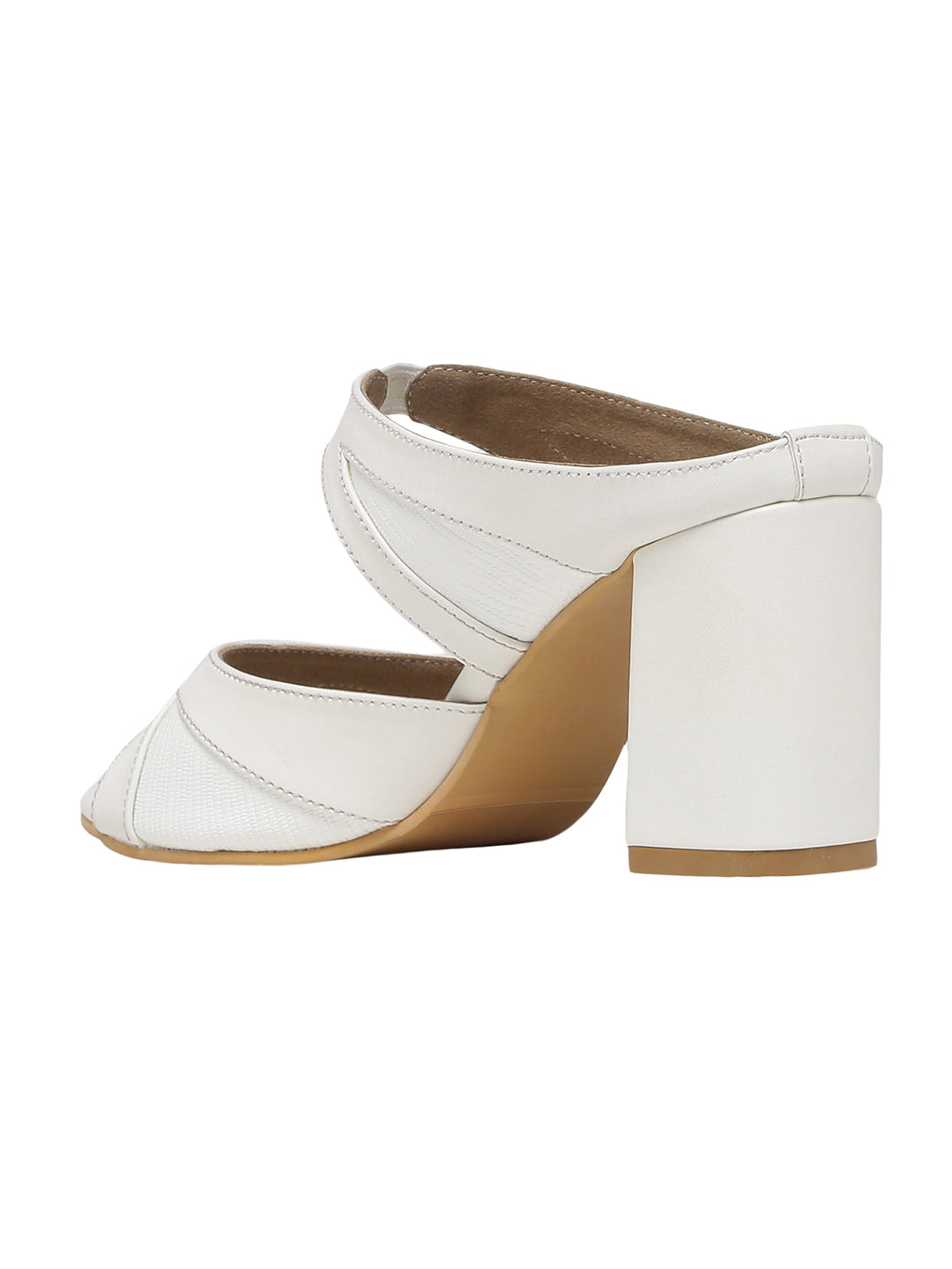 Divaya White Block Heels