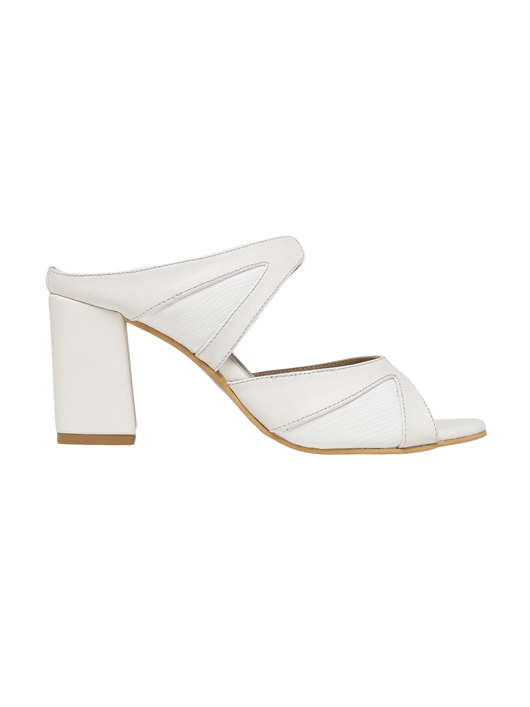 Divaya White Block Heels