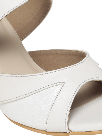 Divaya White Block Heels