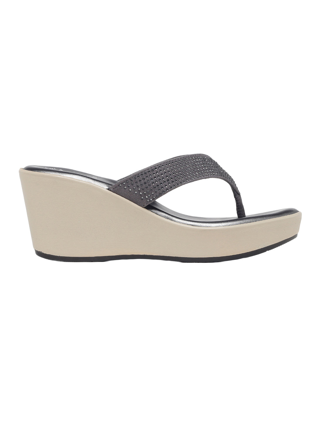 Meqila Grey Wedge Heels