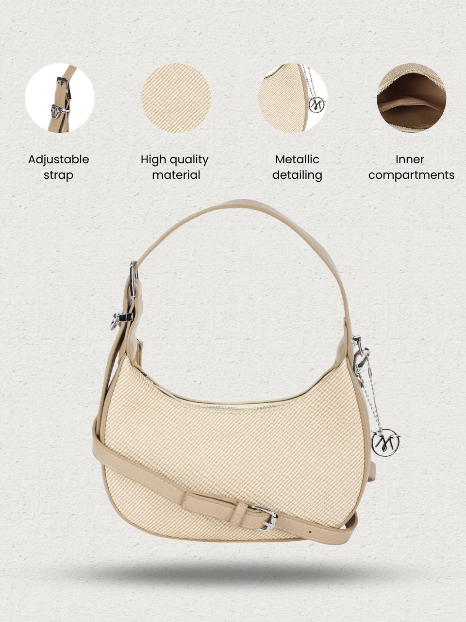 Clovi Beige Handheld Bag
