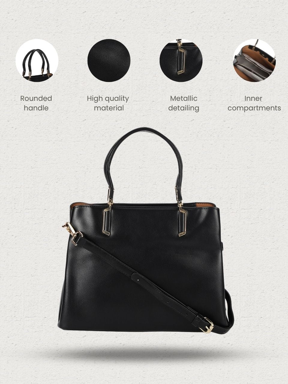 Rosy Black Satchel Bag