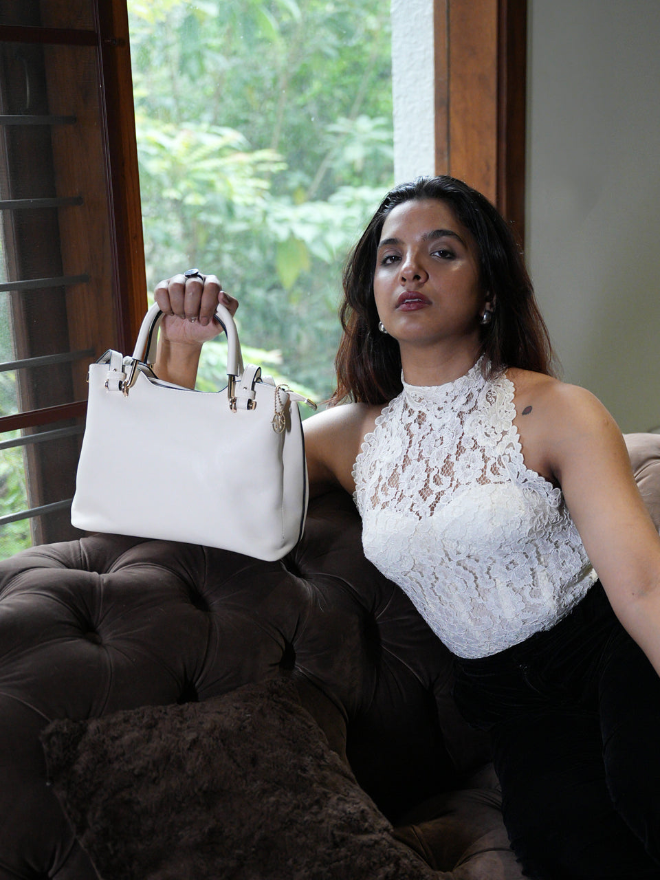 Phoebe Beige Satchel Bag