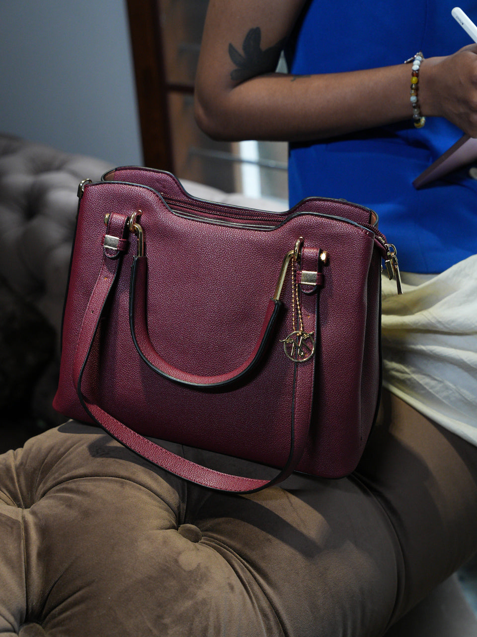 Phoebe Maroon Satchel Bag