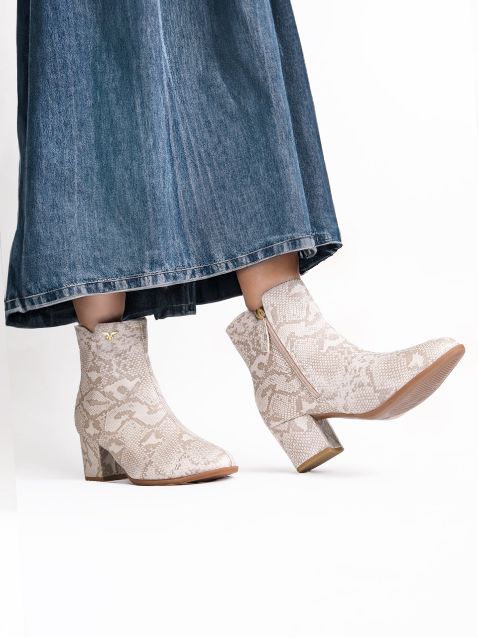 Ariel Cream Block Heel Boots