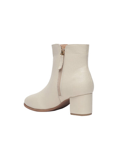Emili Cream Block Heel Boots
