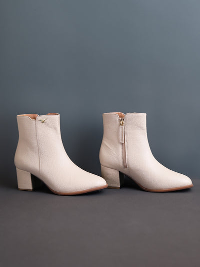 Emili Cream Block Heel Boots