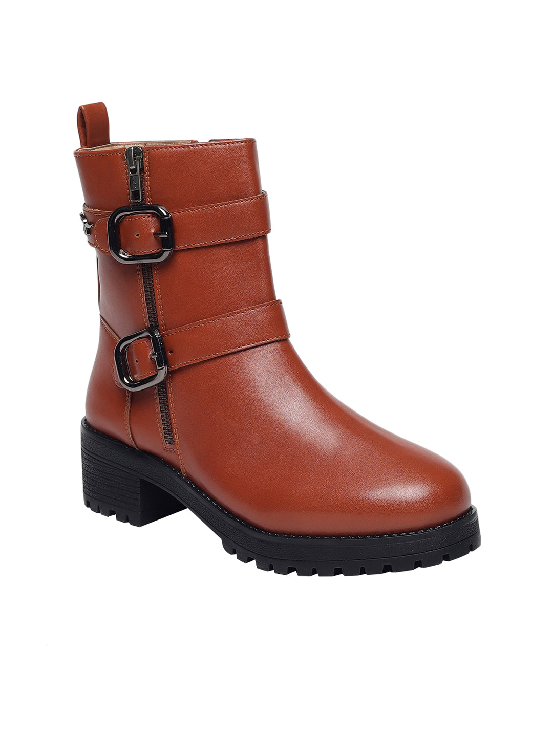Stela Tan Block Heel Boots