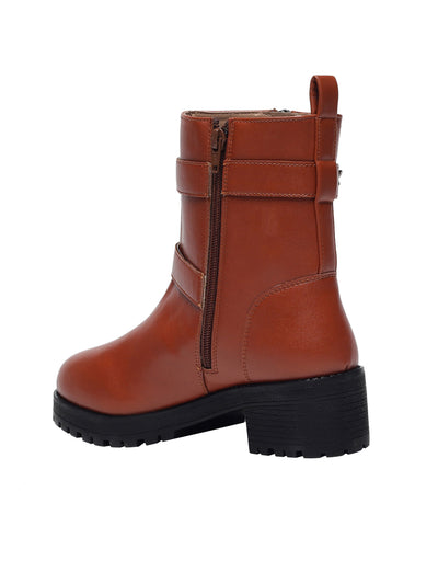 Stela Tan Block Heel Boots