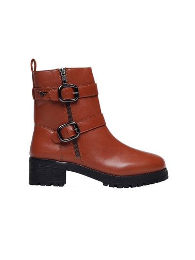 Stela Tan Block Heel Boots