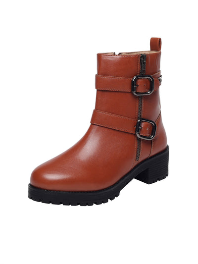 Stela Tan Block Heel Boots