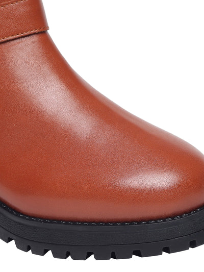 Stela Tan Block Heel Boots