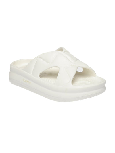 Ruby White Slip-On Sliders