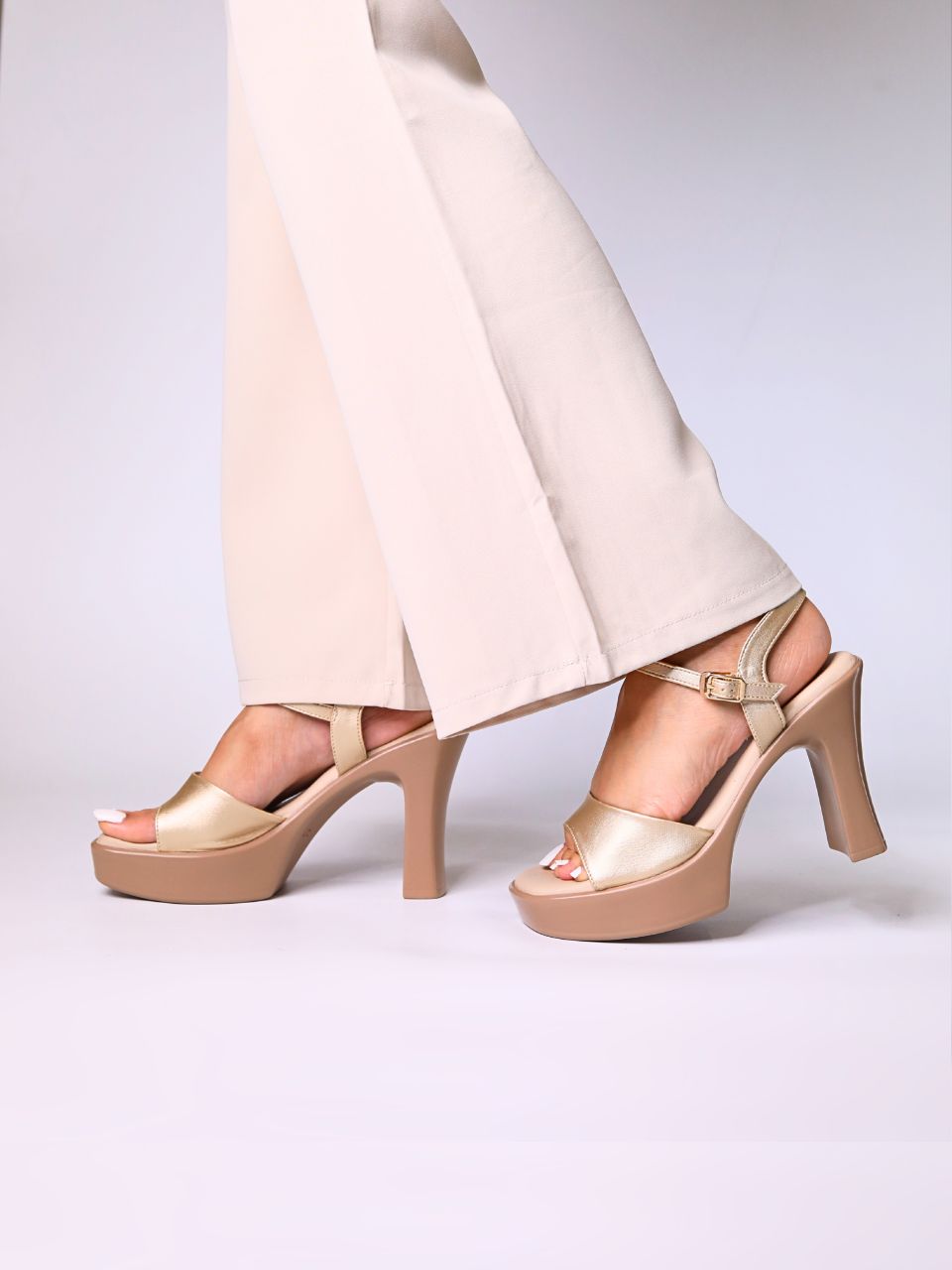 Elora Gold Platform Heels