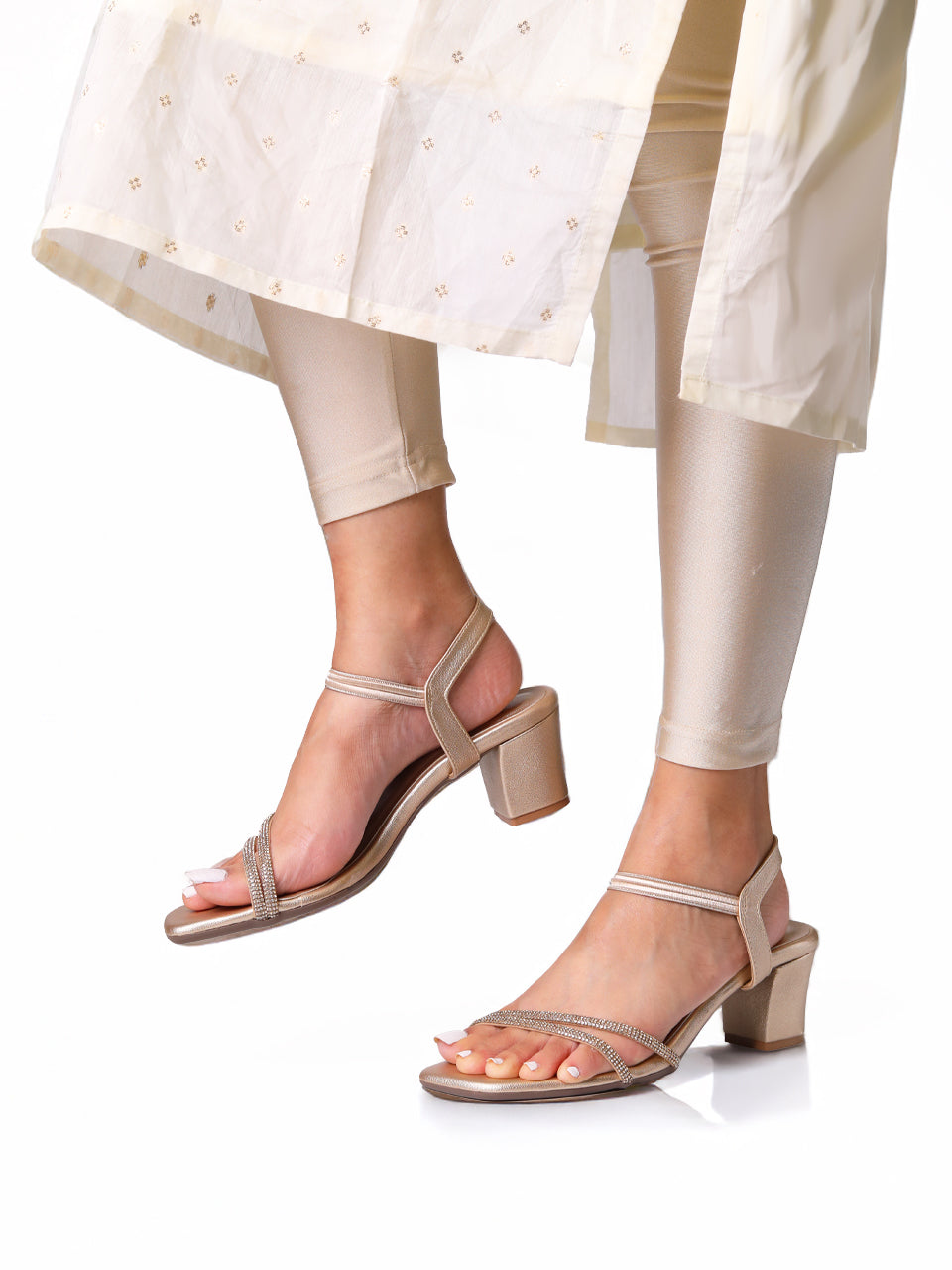 Casey Gold Block Heels