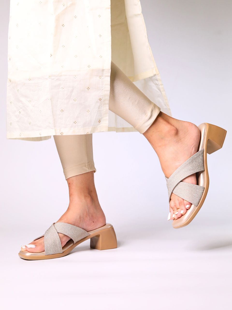 Mabel Gold Block Heels