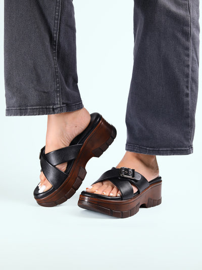 Lila Black Flatform Heels