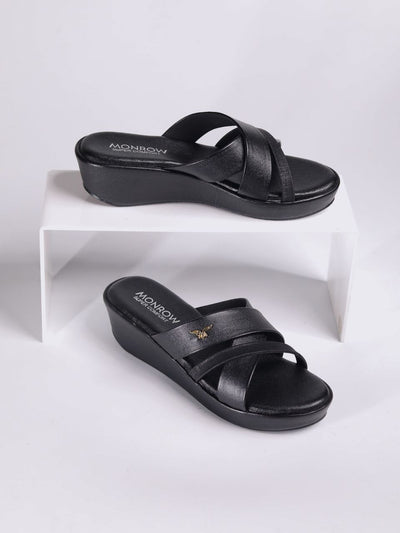 Cleo Black Wedge Heels