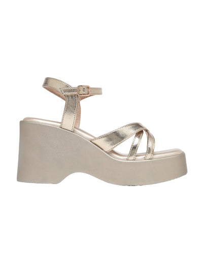 Zina Gold Wedge Heels