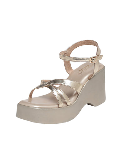 Zina Gold Wedge Heels