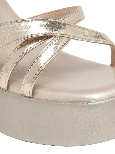Zina Gold Wedge Heels