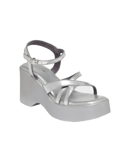 Zina Silver Wedge Heels