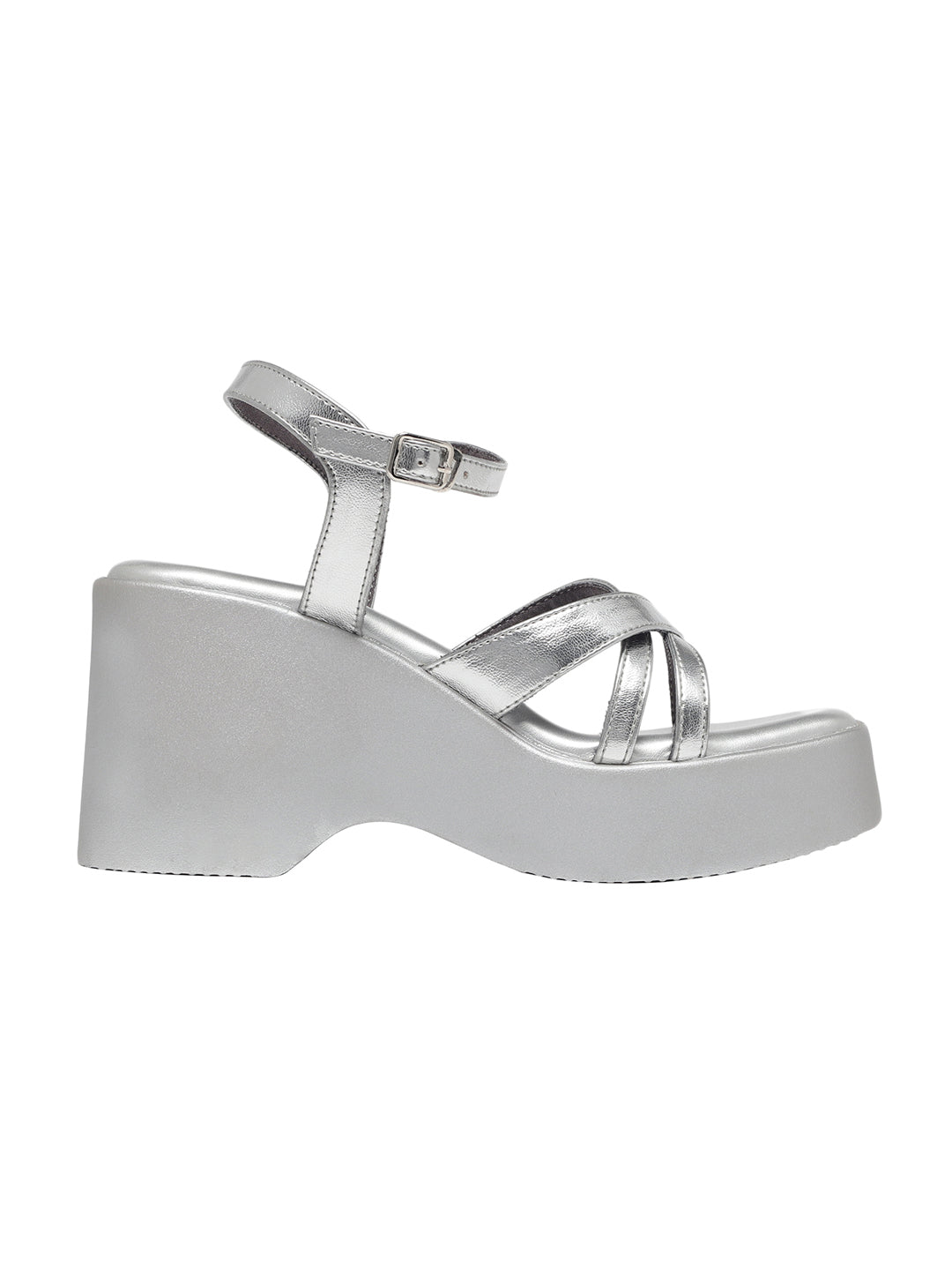 Zina Silver Wedge Heels